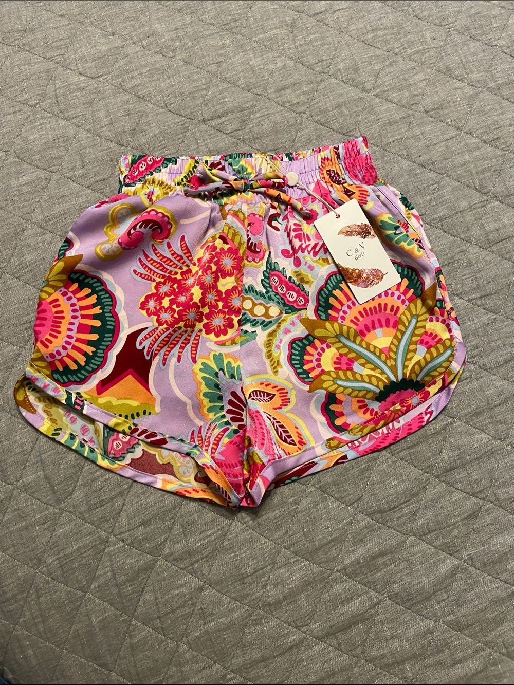 Girls' Floral Pull-On Shorts in Pink & Purple by C&V